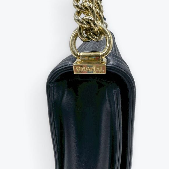 Auth Chanel Navy Blue Limited Edition Boy Flap Large New Cube Shoulder Bag - Picture 10 of 16